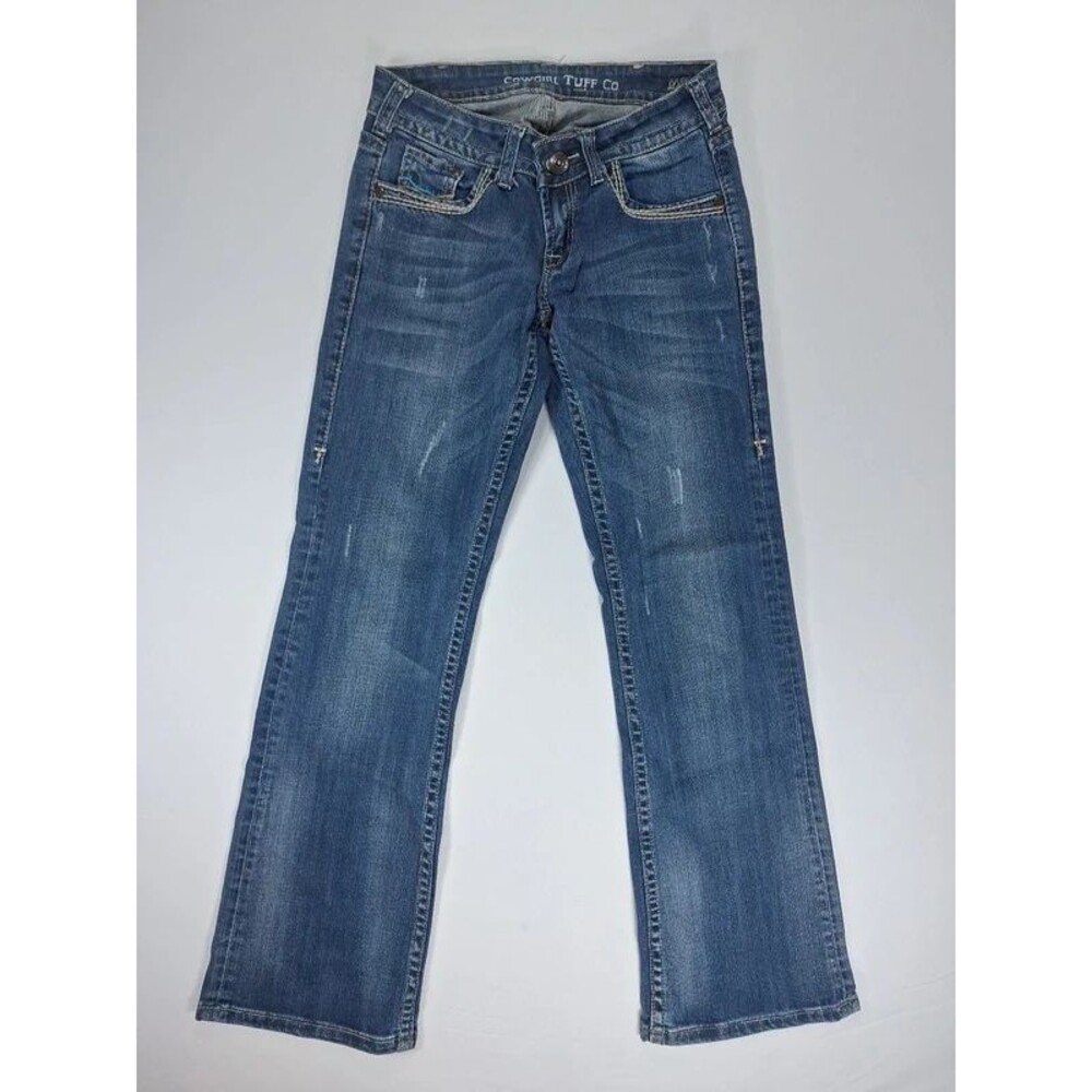 Cowgirl Tuff Aztec Jeans Womens 25x31 Size 0 Blue Bootcut Embroidered Western